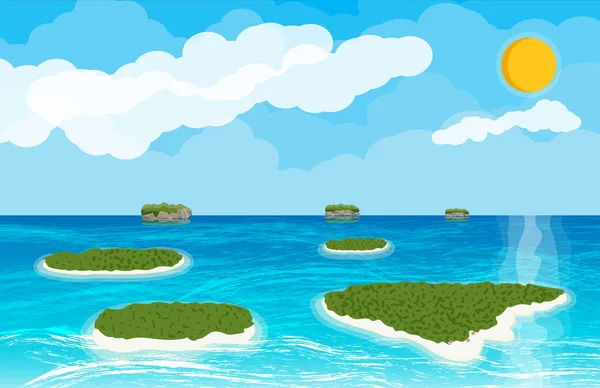 Landscape of islands and beach.