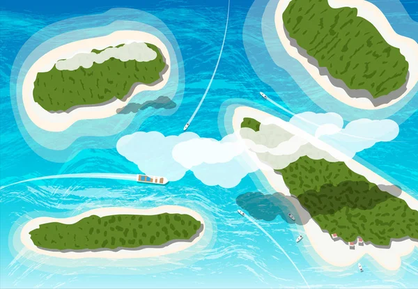 いくつかの熱帯の島々 の平面図 — ストックベクタ