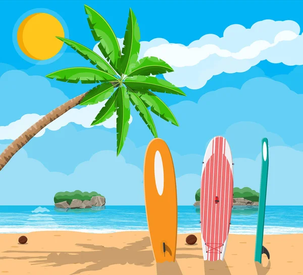 Surf en la playa tropical vector, gráfico vectorial © Eireann imagen
