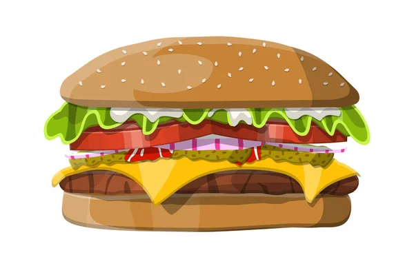 Läckra burger isolerad på vit. — Stock vektor
