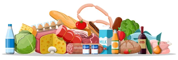 Alimentos y bebidas orgánicos frescos . — Vector de stock