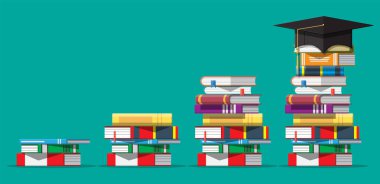 Mezuniyet kitap yığını kap