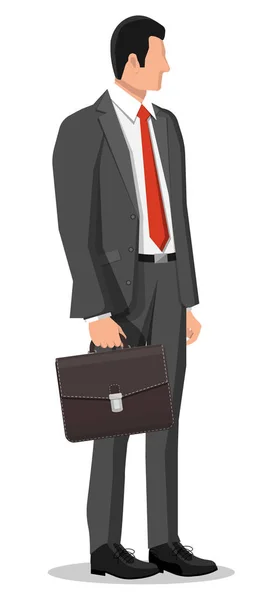 Empresario en traje negro. Carácter masculino . — Vector de stock