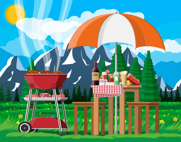 Fiesta Bbq o picnic . — Vector de stock