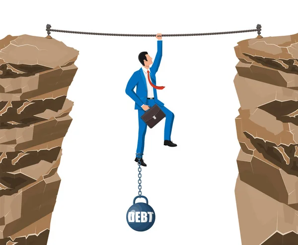 Επιχειρηματίας αλυσοδεμένος σε μεγάλο βάρος του χρέους — Διανυσματικό Αρχείο