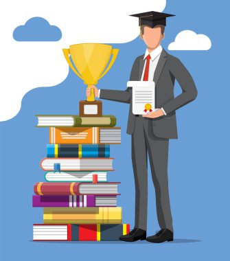 işadamı ve kitap yığını.