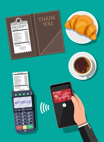 Terminal POS et transaction de paiement smartphone — Image vectorielle