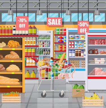 İçi mal dolu süpermarket..