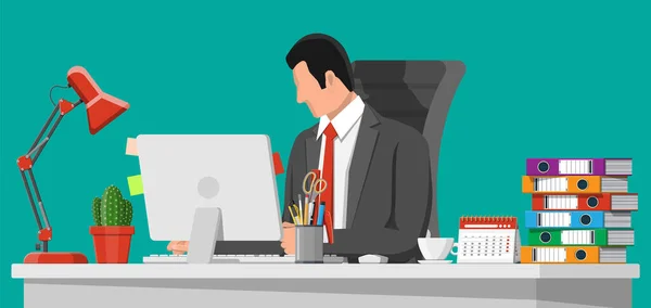 Empresario en el trabajo. — Vector de stock