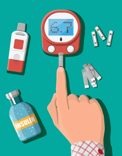 Δοκιμή της γλυκόζης στο αίμα. Γλυκόμετρο — Διανυσματικό Αρχείο