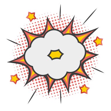Boom çizgi roman pop sanat patlaması beyaz bir arka plan üzerinde.