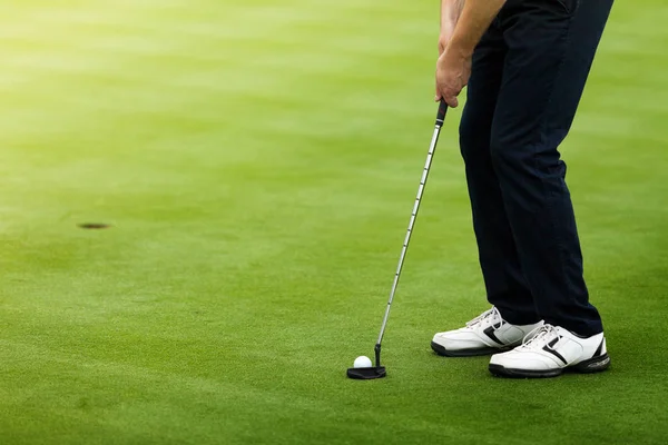 Golfer preparing for a putt on the green. — Stock Photo, Image
