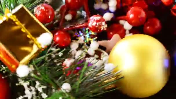 Christmas composition. The branch of the Christmas tree. — Stock Video