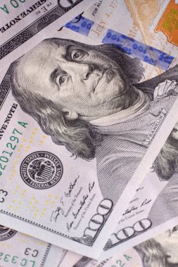 Amerikan dolar para, banknot yakın çekim. Bir çok yüz Usd yasak
