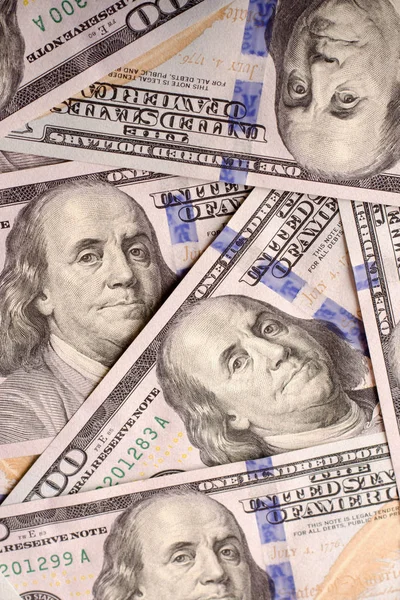 Amerikansk dollar cash, sedlar närbild. Många hundra Usd förbud — Stockfoto