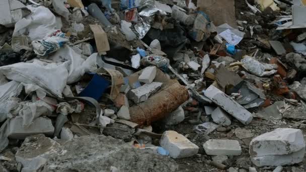 Odpady Przemysłowe Domowe Duża Kupa Śmieci Zdegradowane Śmieci Brudne Śmierdzące — Wideo stockowe