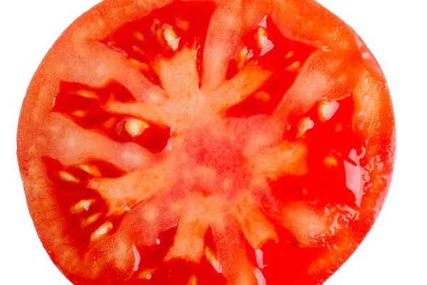 Food background. Slice of fresh red tomato, isolated on white. C — Stock Photo, Image