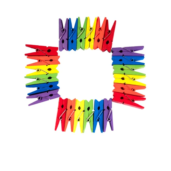 Multi Colored Frame Which Made Many Colorful Clothespins Colors Lgbt — Stock Photo, Image