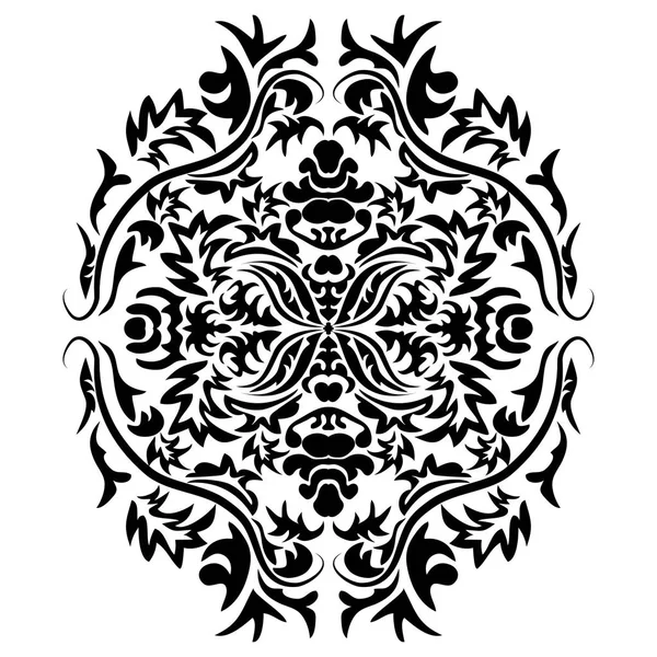 Linea vettoriale decorazione d'arte, vignetta ornata per modello di design. Elemento di stile orientale. Decorazione floreale contorno nero. Illustrazione della linea mono per inviti, carte, libro da colorare, messaggio di ringraziamento . — Vettoriale Stock