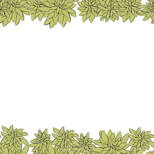 Plantilla de marco de hojas de hierba verde primavera fresca con curling hoja en blanco diseño de papel vector ilustración — Vector de stock