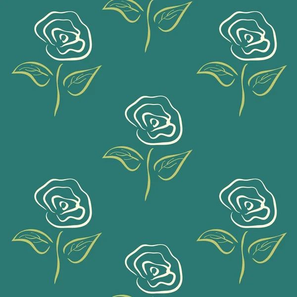 Нежный винтажный узор с красными розами. Векторная иллюстрация . — стоковый вектор