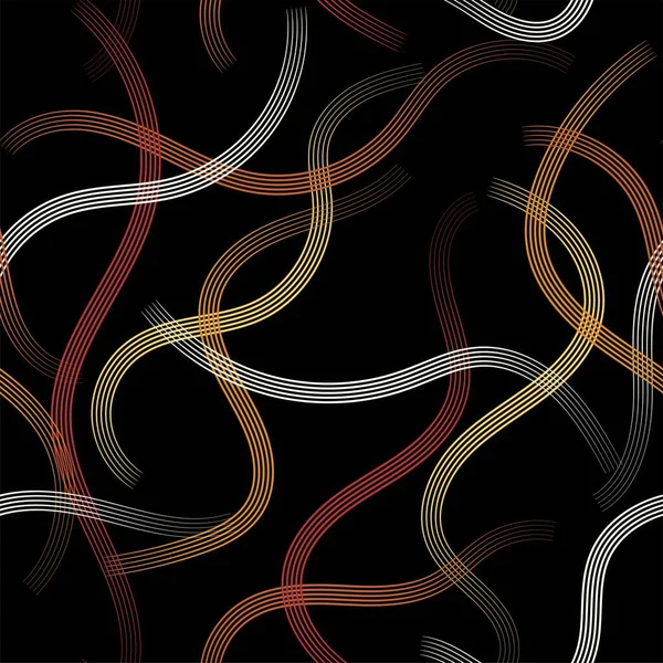 黒の背景デザインのための抽象的なカラーライン 幾何学的な壁紙のデザイン 暗い背景にラインアートブラックカード — ストックベクタ