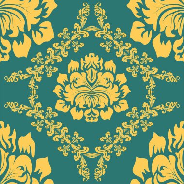 Klasik vintage vignette. Klasik kumaş deseni, her amaç için harika bir tasarım. Retro damaske deseni, her amaç için harika tasarım.