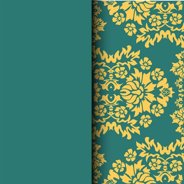 Beautiful Abstract Invitation Card Green Greeting Card Fabric Design Vintage — Stock Vector