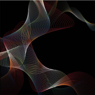 Koyu arkaplanda çizgi sanat afişi. Geometrik çizgi deseni. Renkli soyut arka plan. Malzeme tasarımı. Renkli arka plan vektörü. Kağıt sanatı tarzı. Grafik tasarımı geometrik şekil