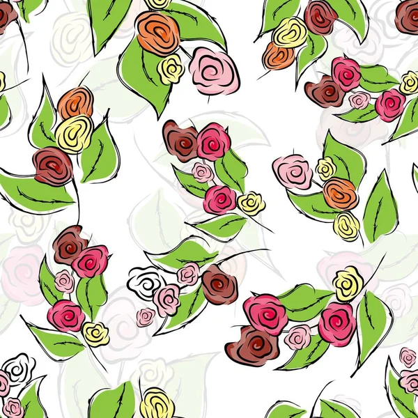 Sömlös blomma ros mönster. Konsistensbakgrund. Vektor sömlös vintage blommönster. Vintage abstrakt illustration med rosa ros på röd bakgrund. — Stock vektor