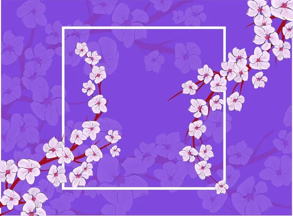 Sakura στο φως φόντο. Λουλούδι φορέα Sakura. Διάνυσμα floral. Ανθισμένα πέταλα κερασιάς. Ιαπωνική κουλτούρα. Φλοράλ σχέδιο. Ένα δέντρο που ανθίζει. Πρότυπο banner. — Διανυσματικό Αρχείο