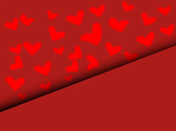 Valentine kırmızı arka planı sever. Kırmızı arka planda soyut tarzda soyut kalpler. Dekoratif fon vektörü. Tebrik kartı. — Stok Vektör