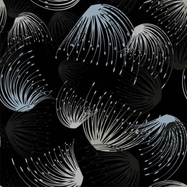 Kara hindiba grisi, arka planda pürüzsüz. Dekoratif karahindiba duvar kağıdı. Kusursuz bir arka plan. Soyut yüzey desen tasarımı