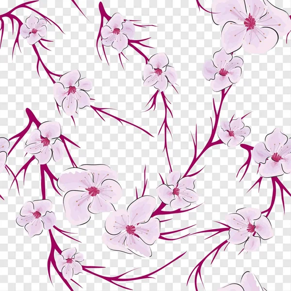 Vettore di pattern giapponese. Illustrazione astratta moderna con sakura su sfondo chiaro. Fioritura floreale modello senza soluzione di continuità . — Vettoriale Stock