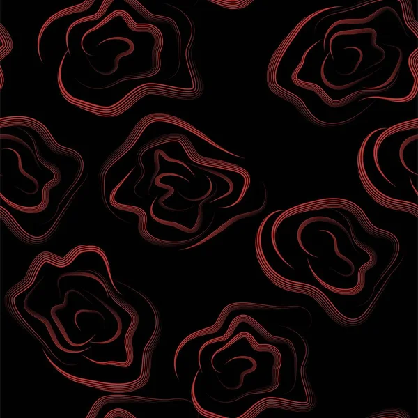 Red Rose Beautiful Seamless Pattern Black Backdrop Flower Seamless Pattern — Stock Vector