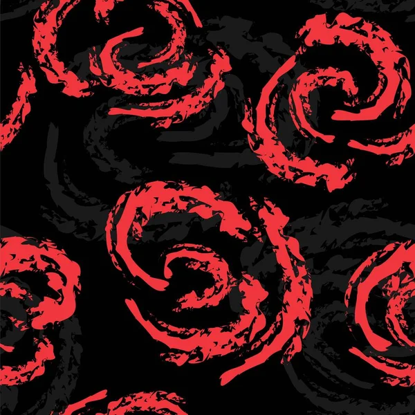 Vintage Seamless Pattern Red Roses Black Background Decorative Design Seamless — Stock Vector