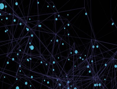 Koyu arkaplanlı mavi noktalı moda sanat simgesi. Dekoratif fon. İş konsepti. Soyut geometrik desen. Siyah tasarım elemanı. Moda Dekorasyonu.