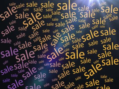 Satış yazılarıyla koyu arkaplan ve hareketli bir ışık kaynağı.