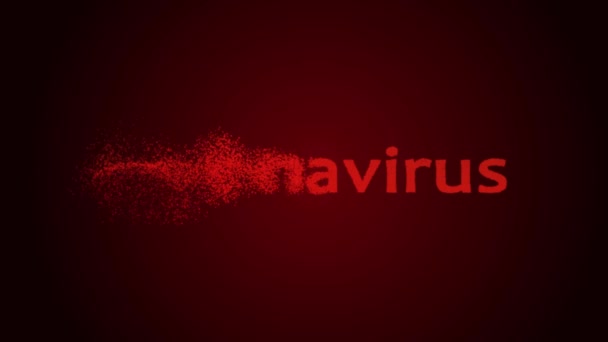 一种带Coronavirus字样的线框文本动画。复古的未来主义计算机生成的氛围。红色发光点. — 图库视频影像