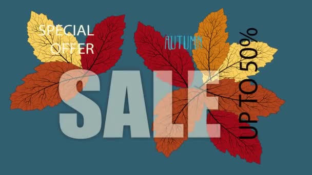 Férias venda de ação de graças com folhas outono . — Vídeo de Stock