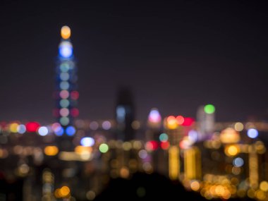 Gece ışık bokeh, bulanıklık görünümün arka planında Taipei, Tayvan şehir 1