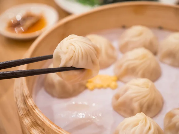 Gros plan de Xiao Long Bao, Dumplings de porc en continu Taiwan food 4 — Photo