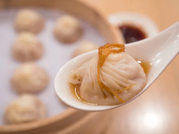 Gros plan de Xiao Long Bao, Dumplings de porc en continu Taiwan food 10 — Photo