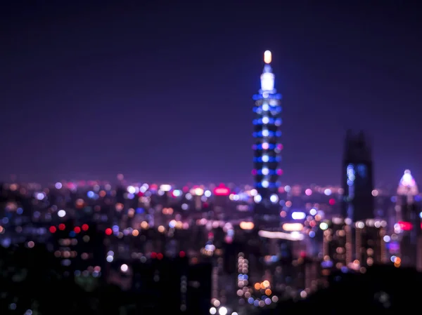 Noc światła bokeh, rozmycie tła widoku Taipei, Tajwan City 2 — Zdjęcie stockowe