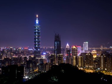 Cityscape gece hayatı görünümü Taipei 3