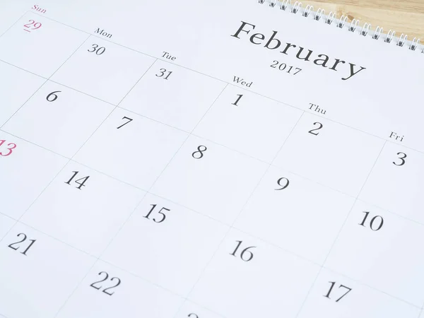 February on white calendar page 1