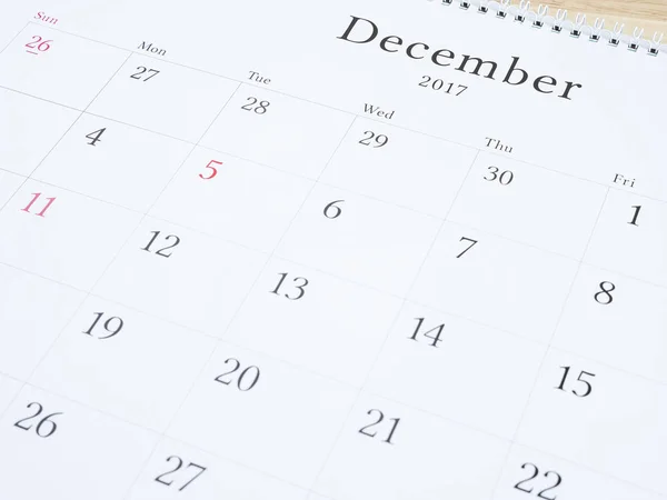 December on white calendar page 1