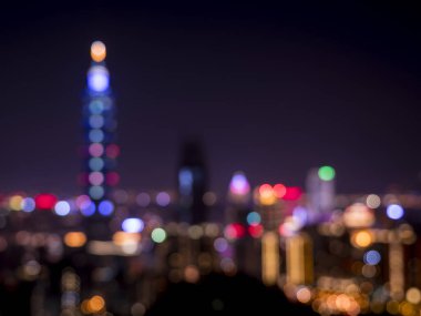 Gece ışık bokeh, bulanıklık görünümün arka planında Taipei, Tayvan şehir 8