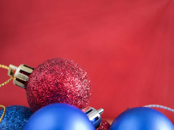 Closeup red and blue Christmas ball 1