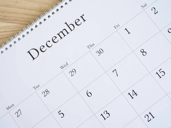 December on white calendar page 2